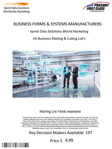 BUSINESS FORMS & SYSTEMS-MANUFACTURERS