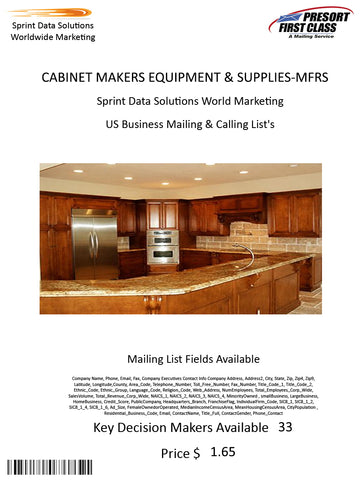 CABINET MAKERS EQUIPMENT & SUPPLIES-MFRS