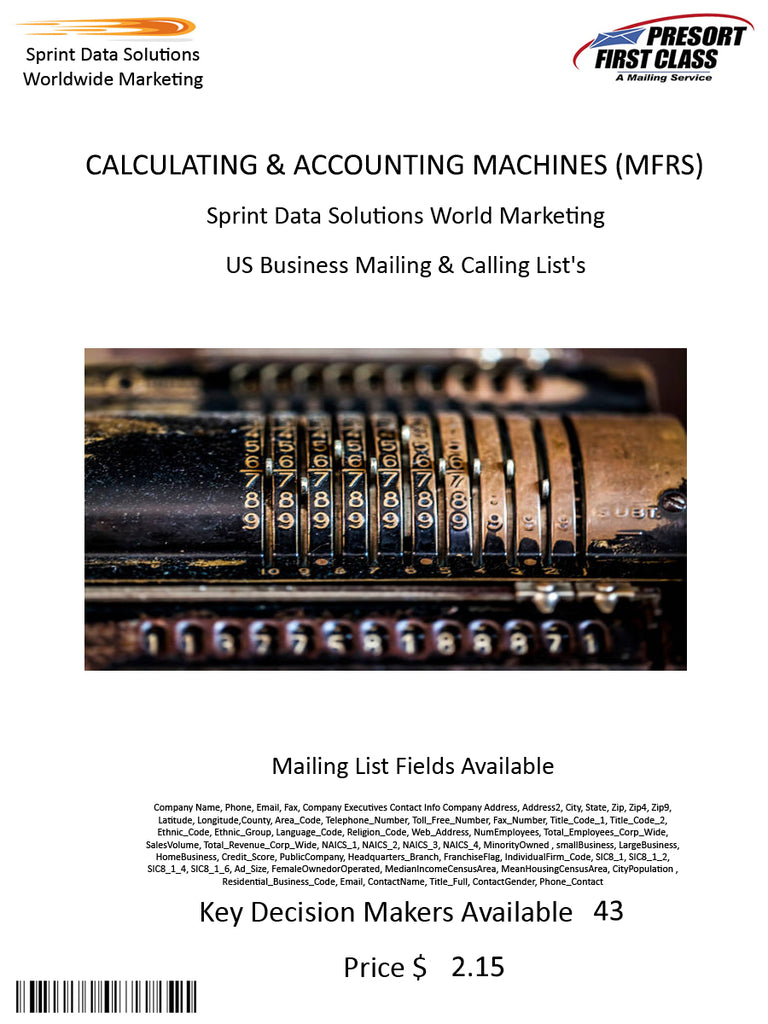 CALCULATING & ACCOUNTING MACHINES (MFRS)