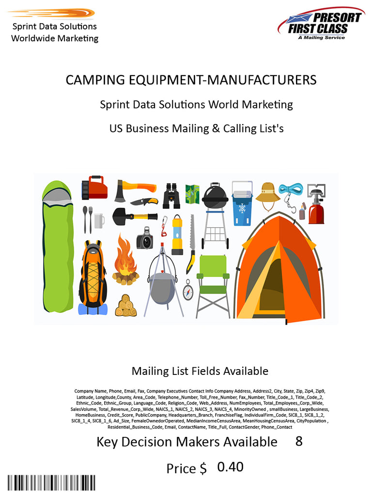 CAMPING EQUIPMENT-MANUFACTURERS