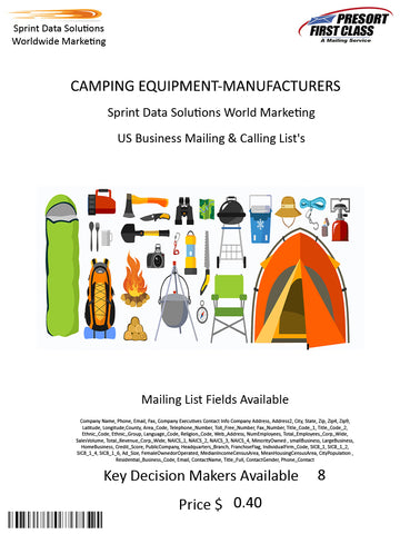 CAMPING EQUIPMENT-MANUFACTURERS