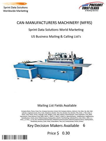 CAN-MANUFACTURERS MACHINERY (MFRS)