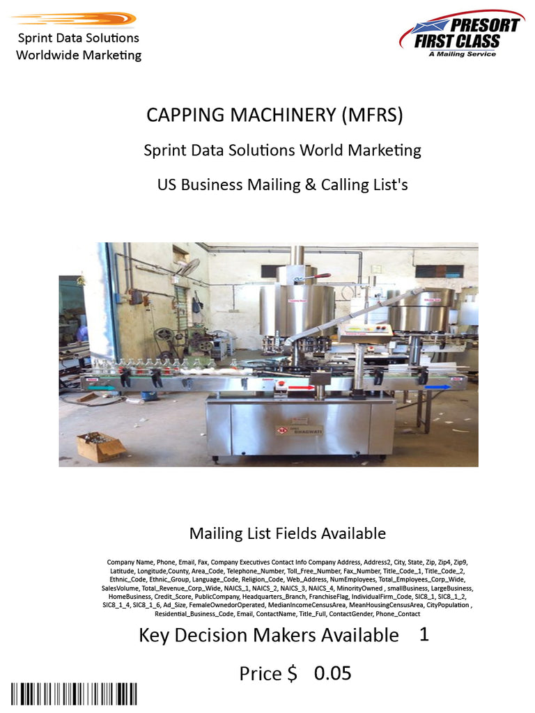 CAPPING MACHINERY (MFRS)