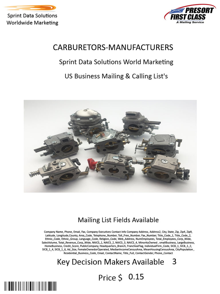 CARBURETORS-MANUFACTURERS