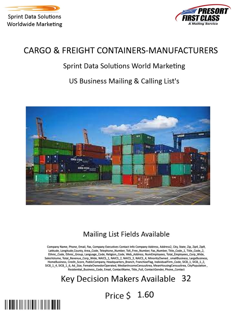 CARGO & FREIGHT CONTAINERS-MANUFACTURERS