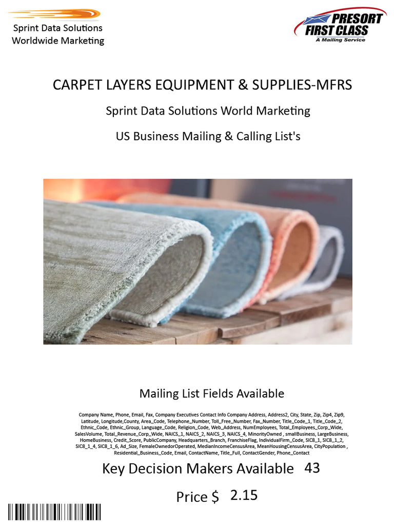 CARPET LAYERS EQUIPMENT & SUPPLIES-MFRS