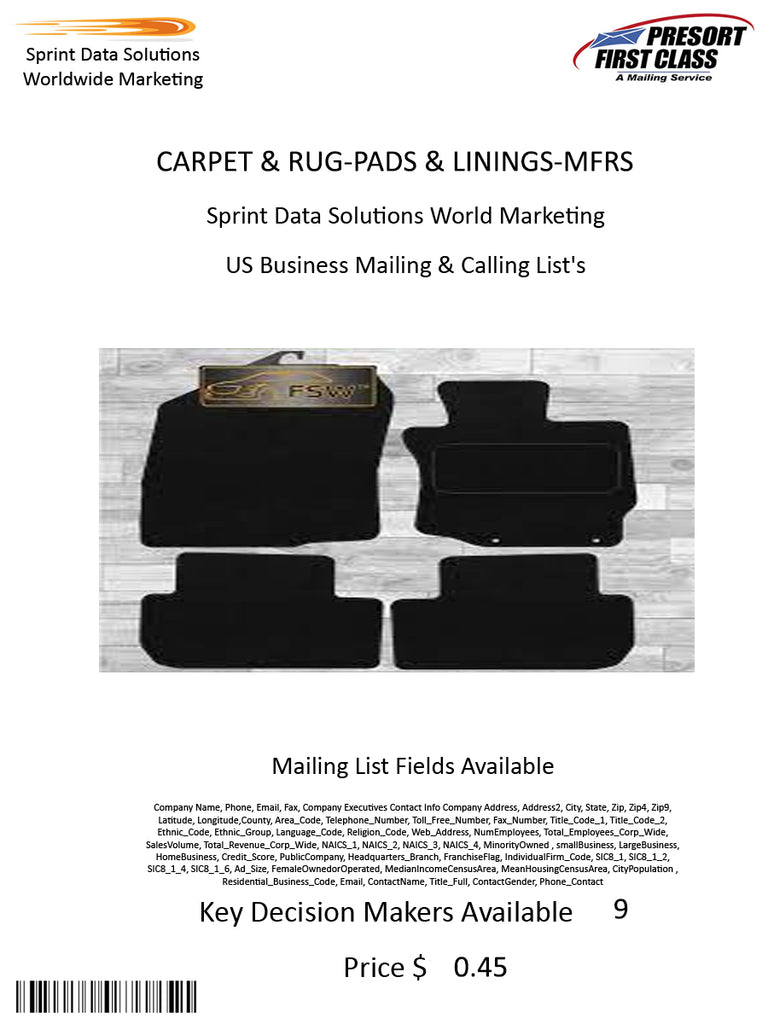 CARPET & RUG-PADS & LININGS-MFRS