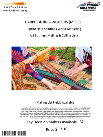 CARPET & RUG-WEAVERS (MFRS)