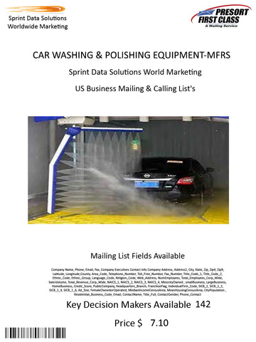 CAR WASHING & POLISHING EQUIPMENT-MFRS