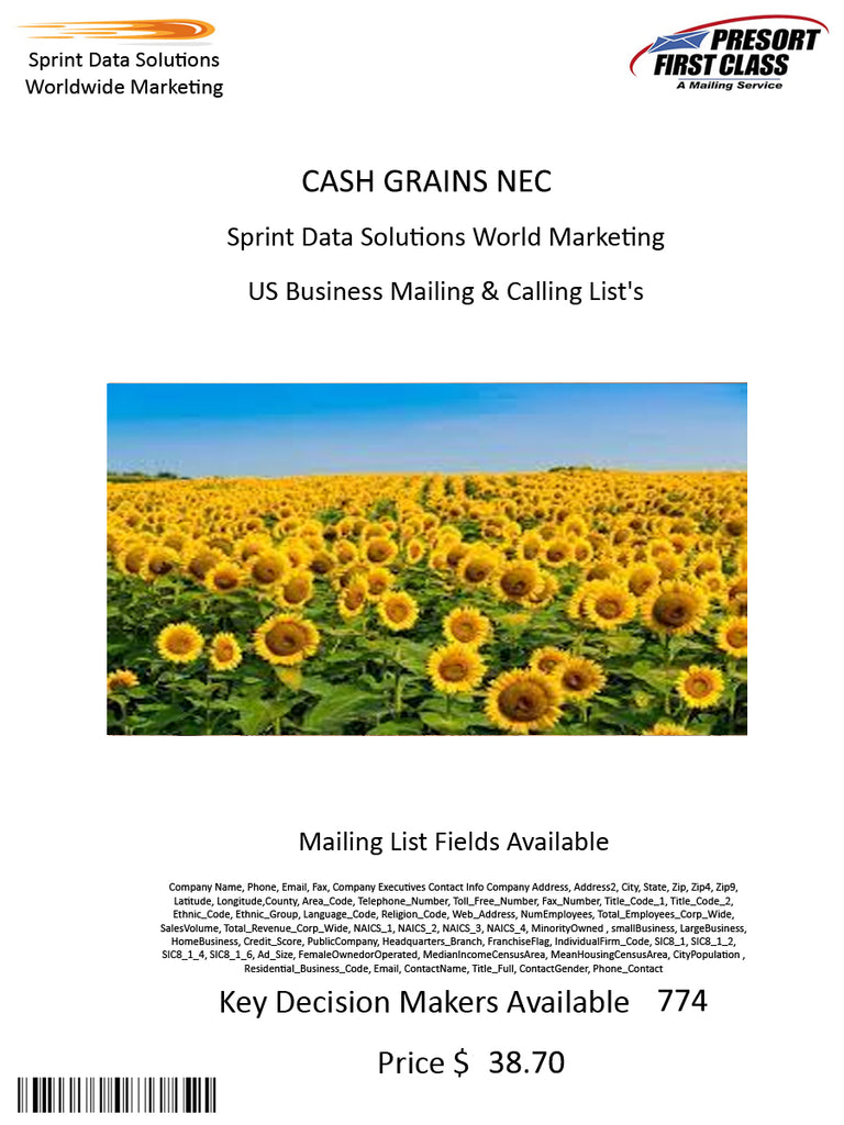 CASH GRAINS NEC