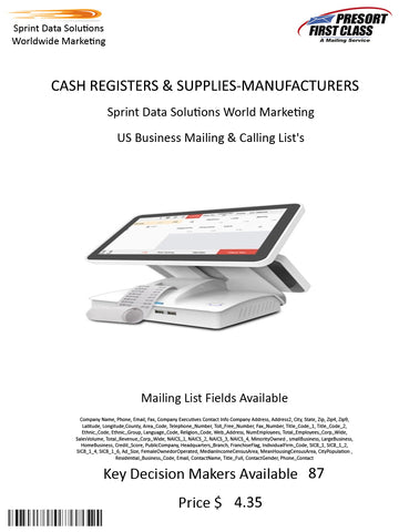 CASH REGISTERS & SUPPLIES-MANUFACTURERS