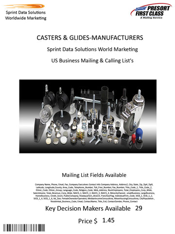 CASTERS & GLIDES-MANUFACTURERS