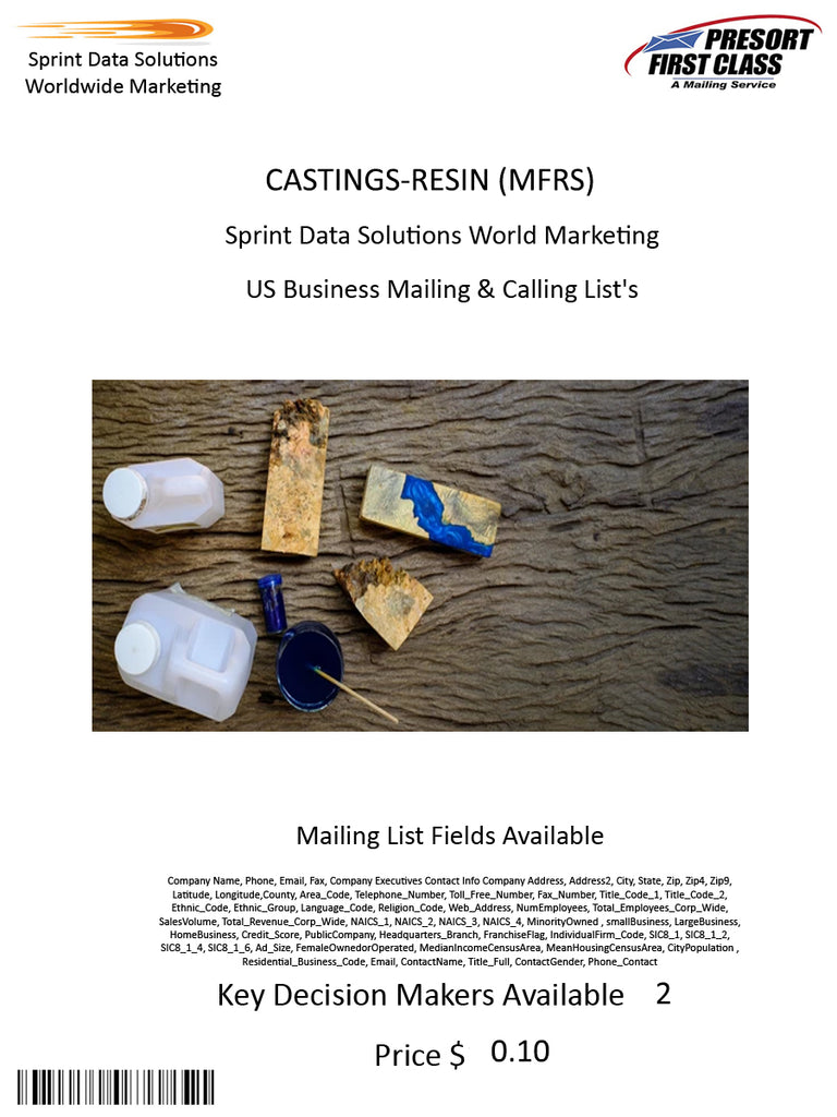 CASTINGS-RESIN (MFRS)