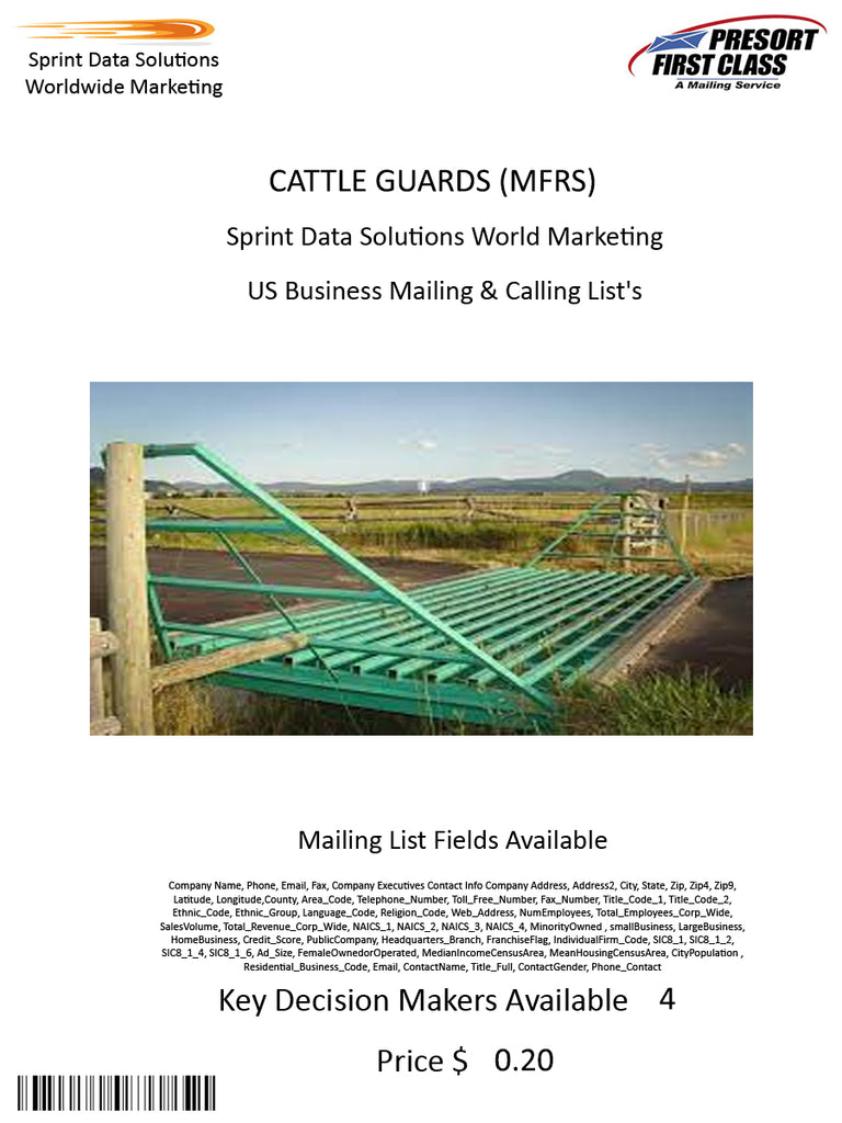 CATTLE GUARDS (MFRS)