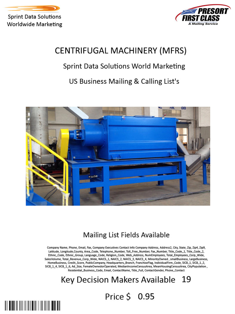 CENTRIFUGAL MACHINERY (MFRS)