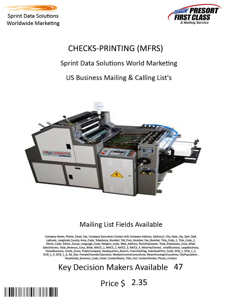 CHECKS-PRINTING (MFRS)