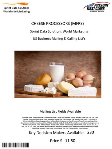 CHEESE PROCESSORS (MFRS)