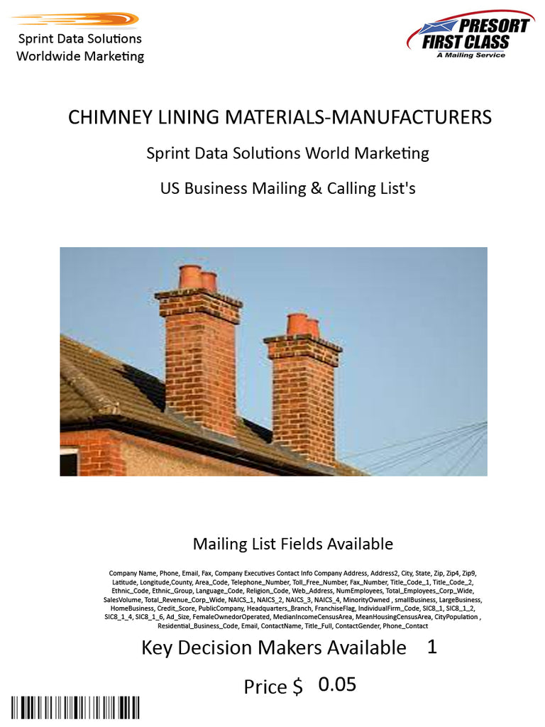 CHIMNEY LINING MATERIALS-MANUFACTURERS