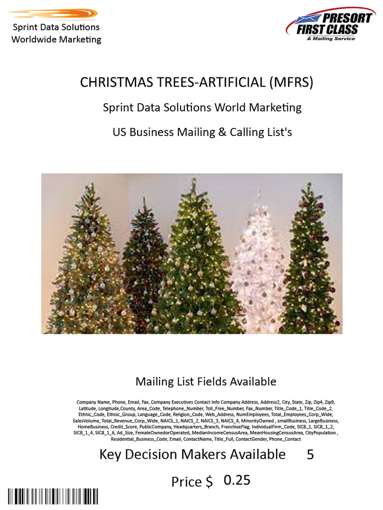 CHRISTMAS TREES-ARTIFICIAL (MFRS)