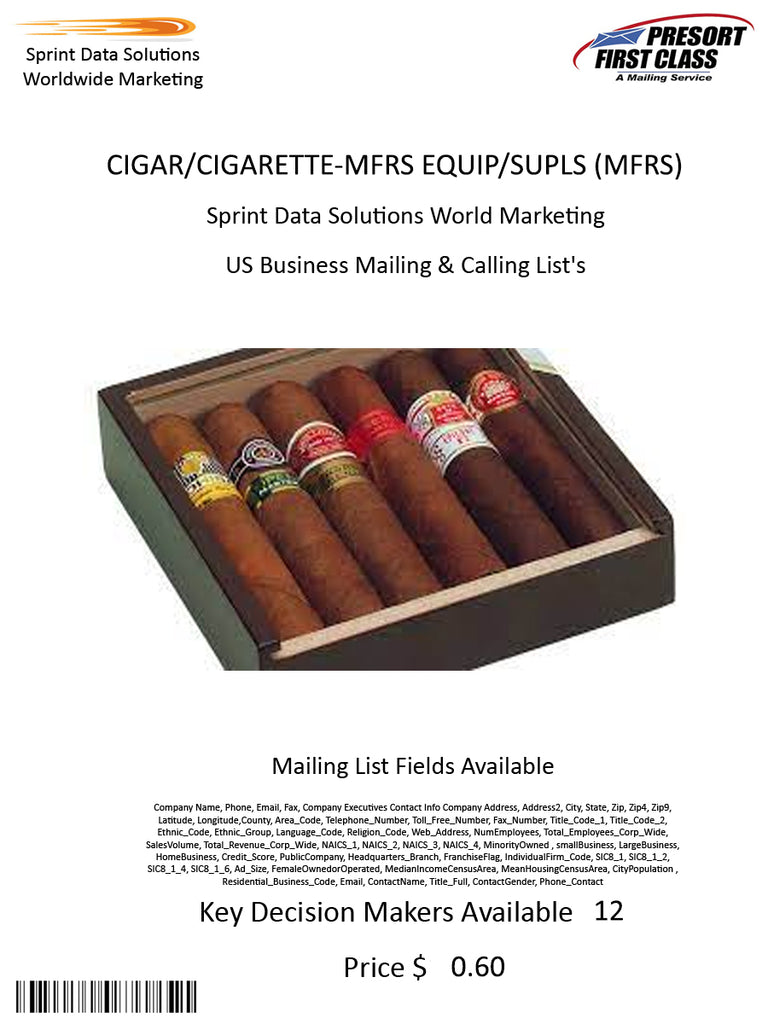 CIGAR/CIGARETTE-MFRS EQUIP/SUPLS (MFRS)