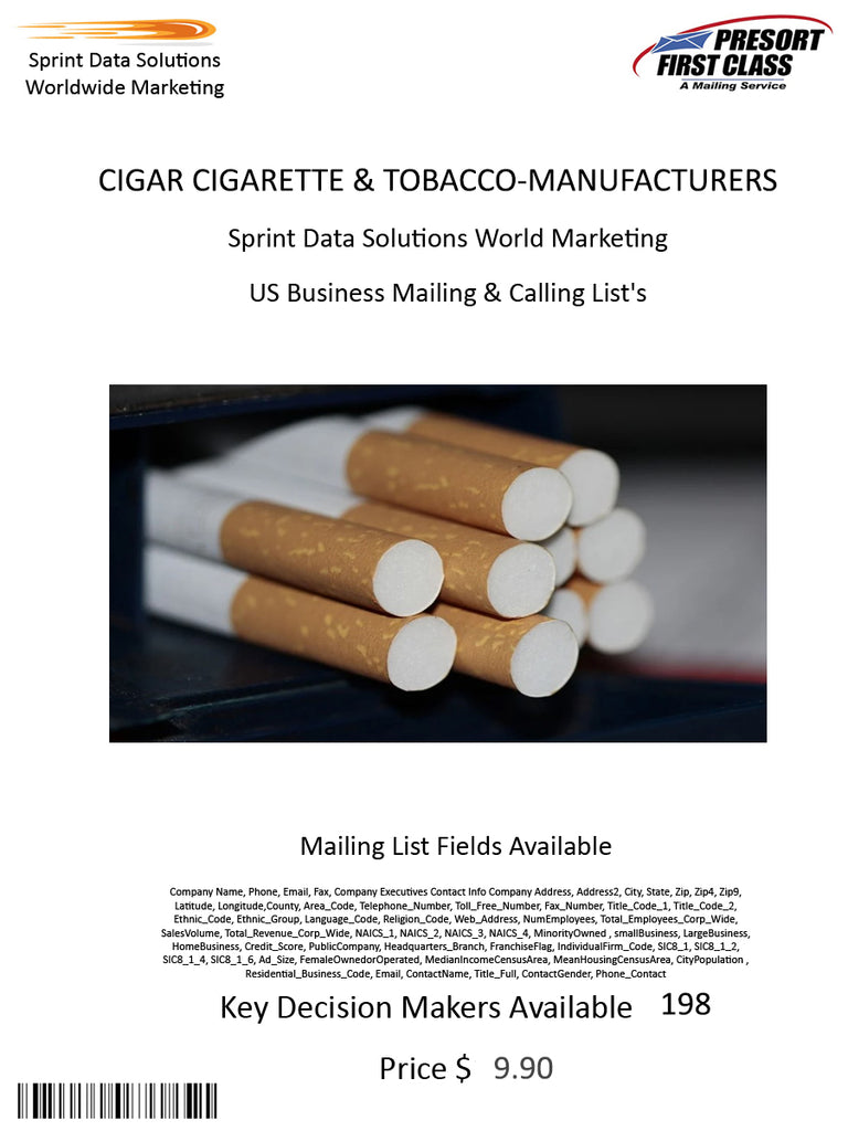 CIGAR CIGARETTE & TOBACCO-MANUFACTURERS