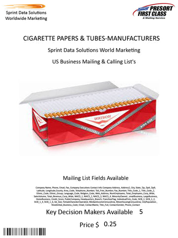 CIGARETTE PAPERS & TUBES-MANUFACTURERS