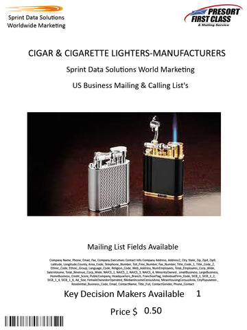 CIGAR & CIGARETTE LIGHTERS-MANUFACTURERS