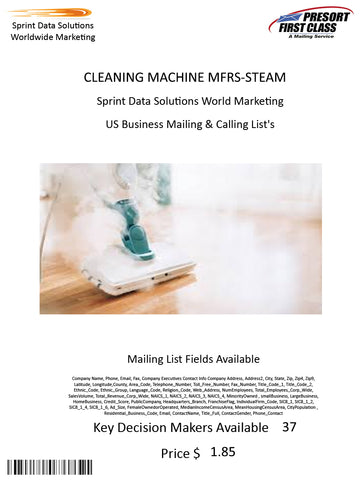 CLEANING MACHINE MFRS-STEAM