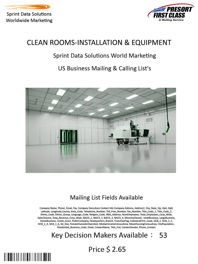 CLEAN ROOMS-INSTALLATION & EQUIPMENT