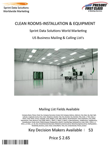 CLEAN ROOMS-INSTALLATION & EQUIPMENT