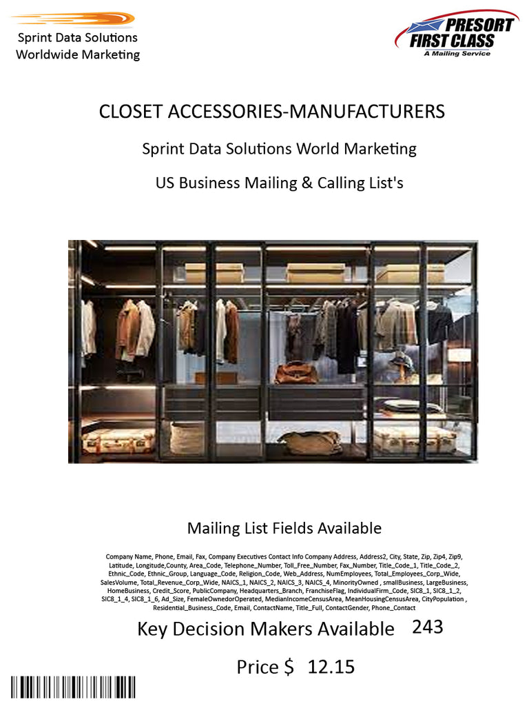 CLOSET ACCESSORIES-MANUFACTURERS