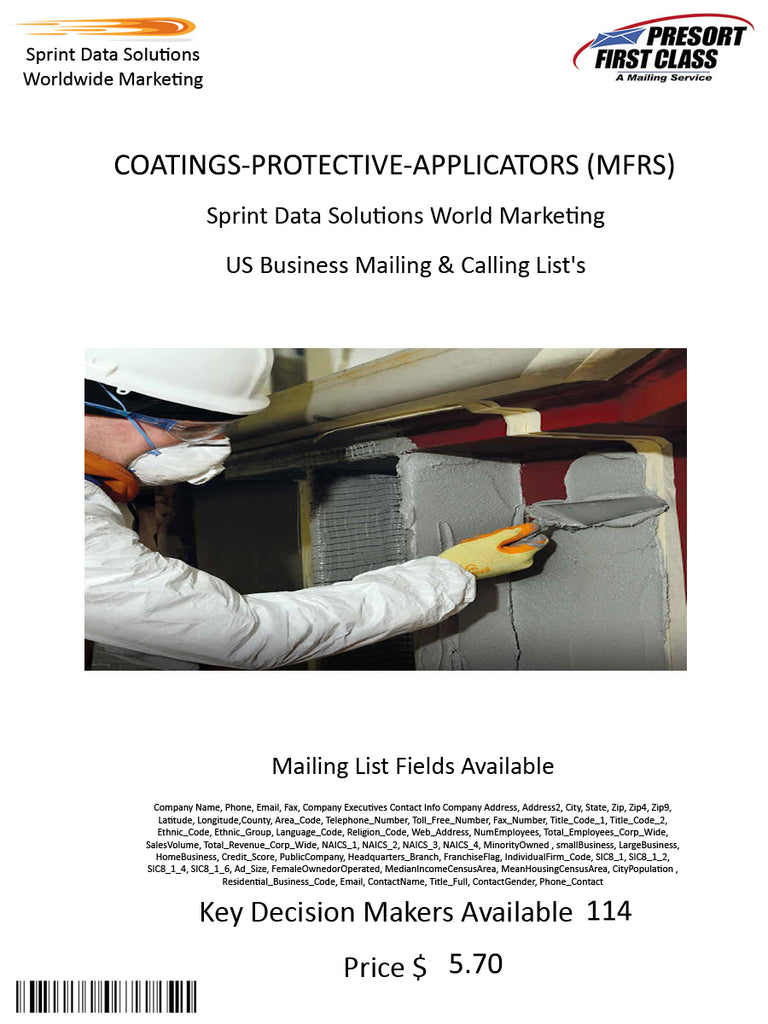 COATINGS-PROTECTIVE-APPLICATORS (MFRS)