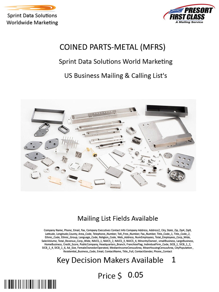 COINED PARTS-METAL (MFRS)