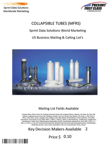 COLLAPSIBLE TUBES (MFRS)