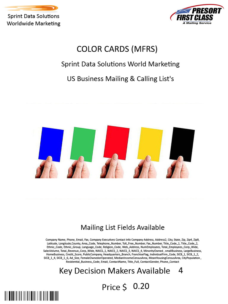 COLOR CARDS (MFRS)