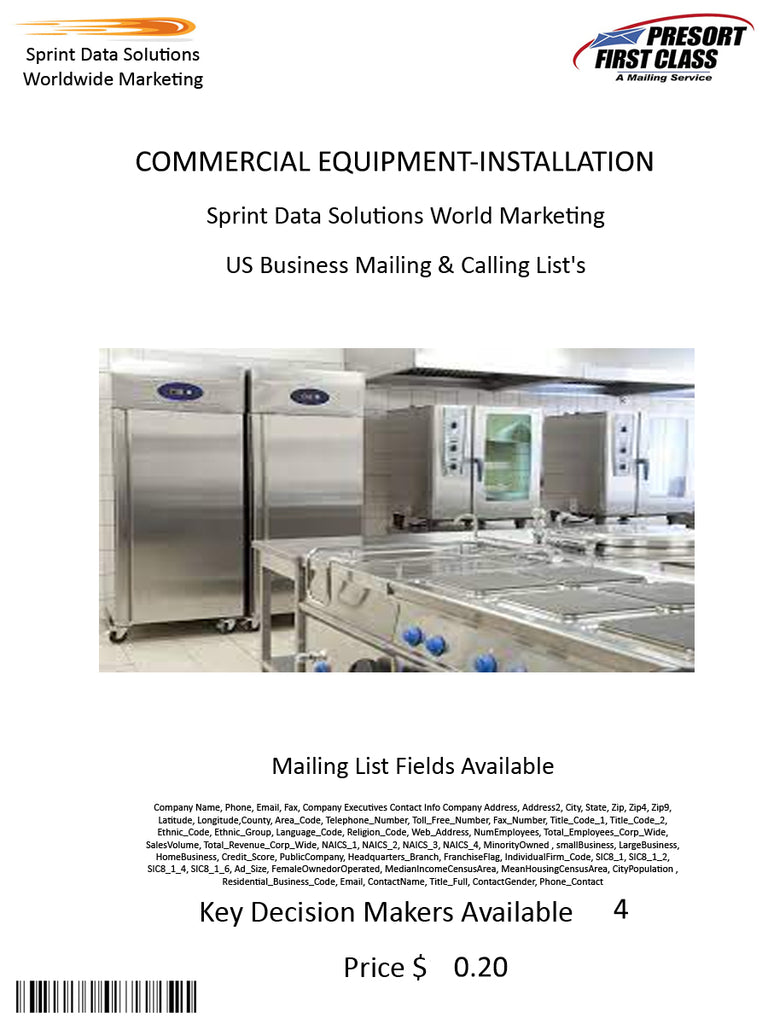 COMMERCIAL EQUIPMENT-INSTALLATION