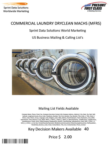 COMMERCIAL LAUNDRY DRYCLEAN MACHS (MFRS)