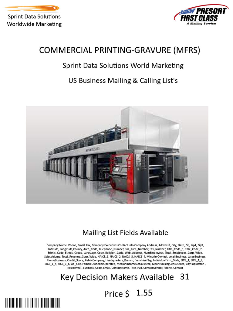 COMMERCIAL PRINTING-GRAVURE (MFRS)