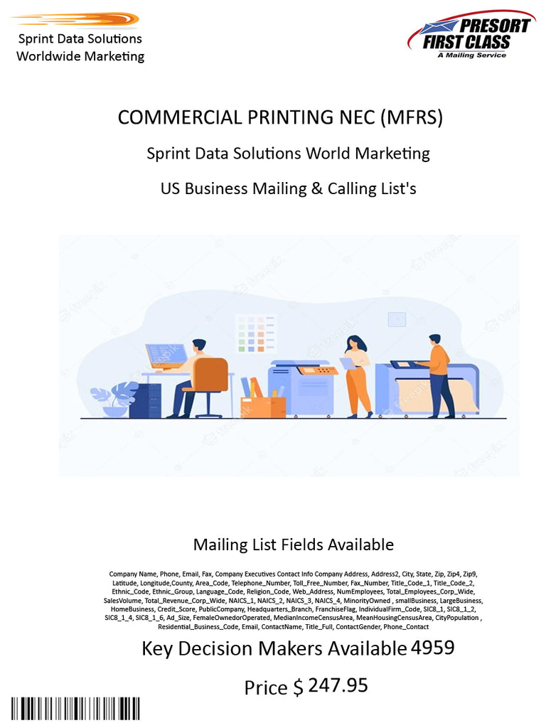 COMMERCIAL PRINTING NEC (MFRS)