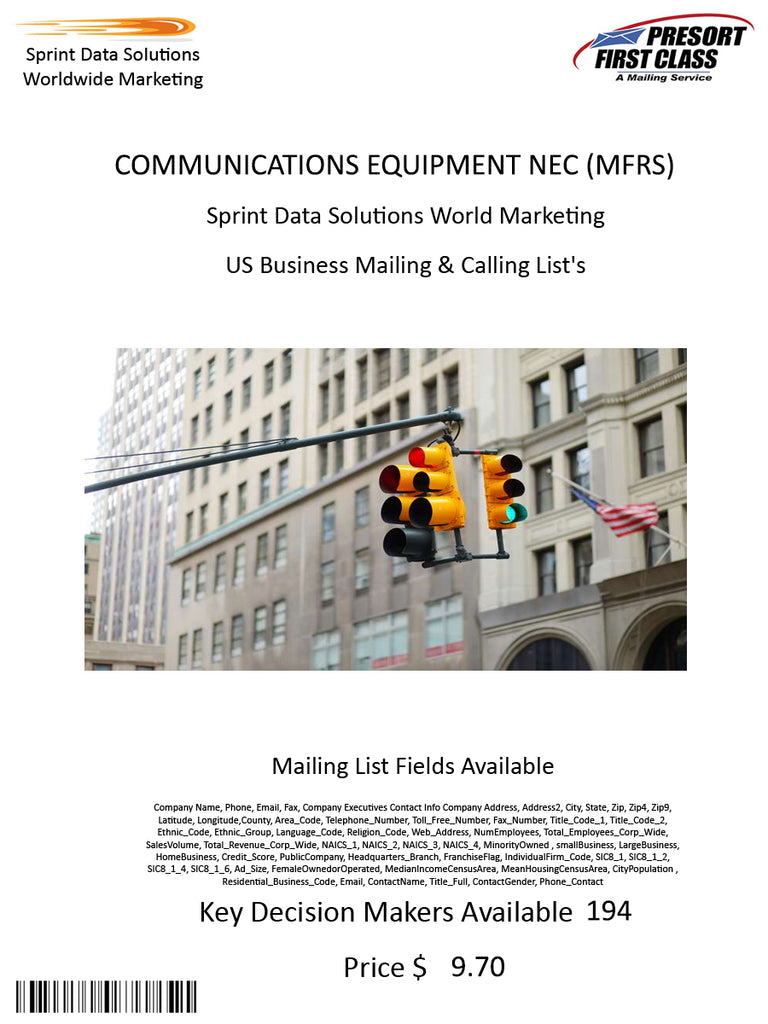 COMMUNICATIONS EQUIPMENT NEC (MFRS)