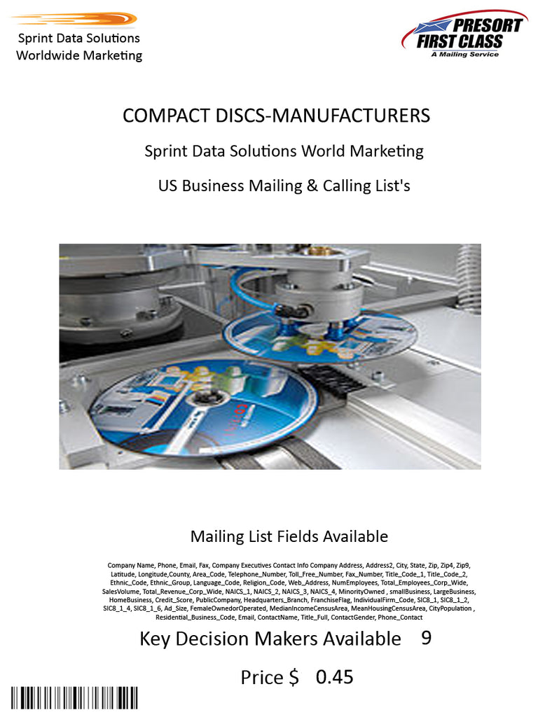 COMPACT DISCS-MANUFACTURERS