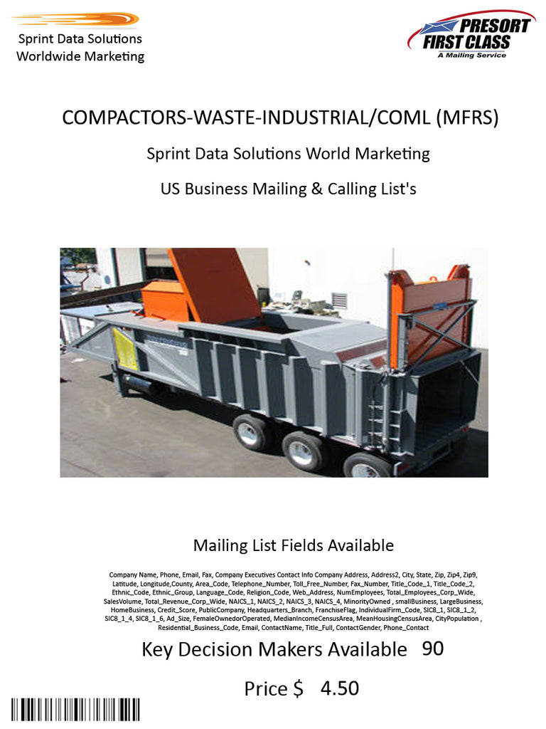 COMPACTORS-WASTE-INDUSTRIAL/COML (MFRS)