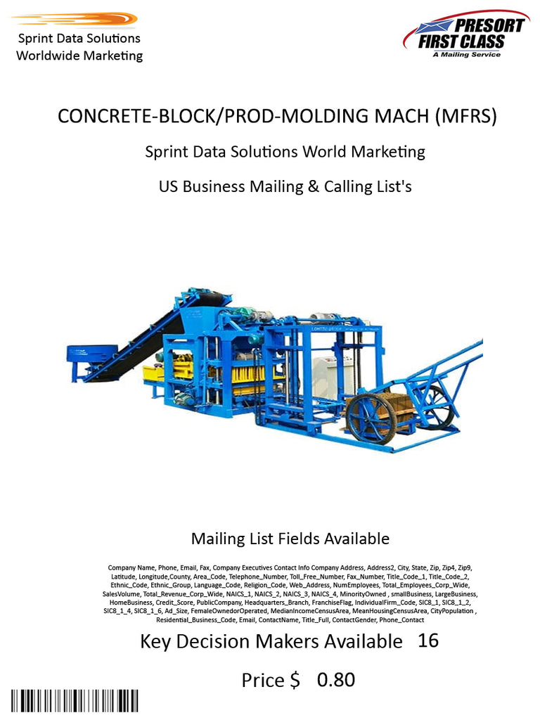 CONCRETE-BLOCK/PROD-MOLDING MACH (MFRS)