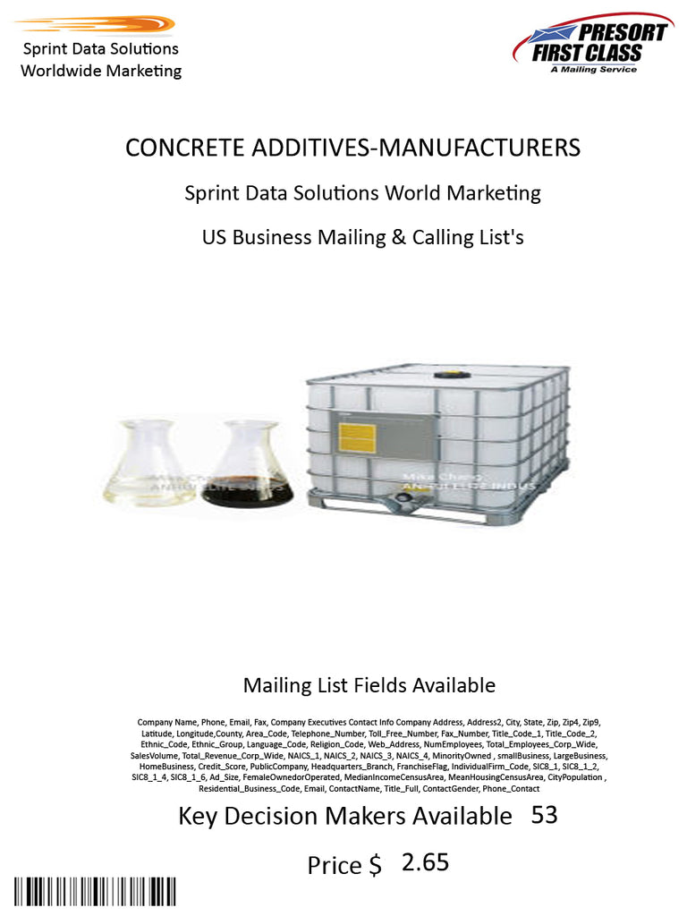 CONCRETE ADDITIVES-MANUFACTURERS