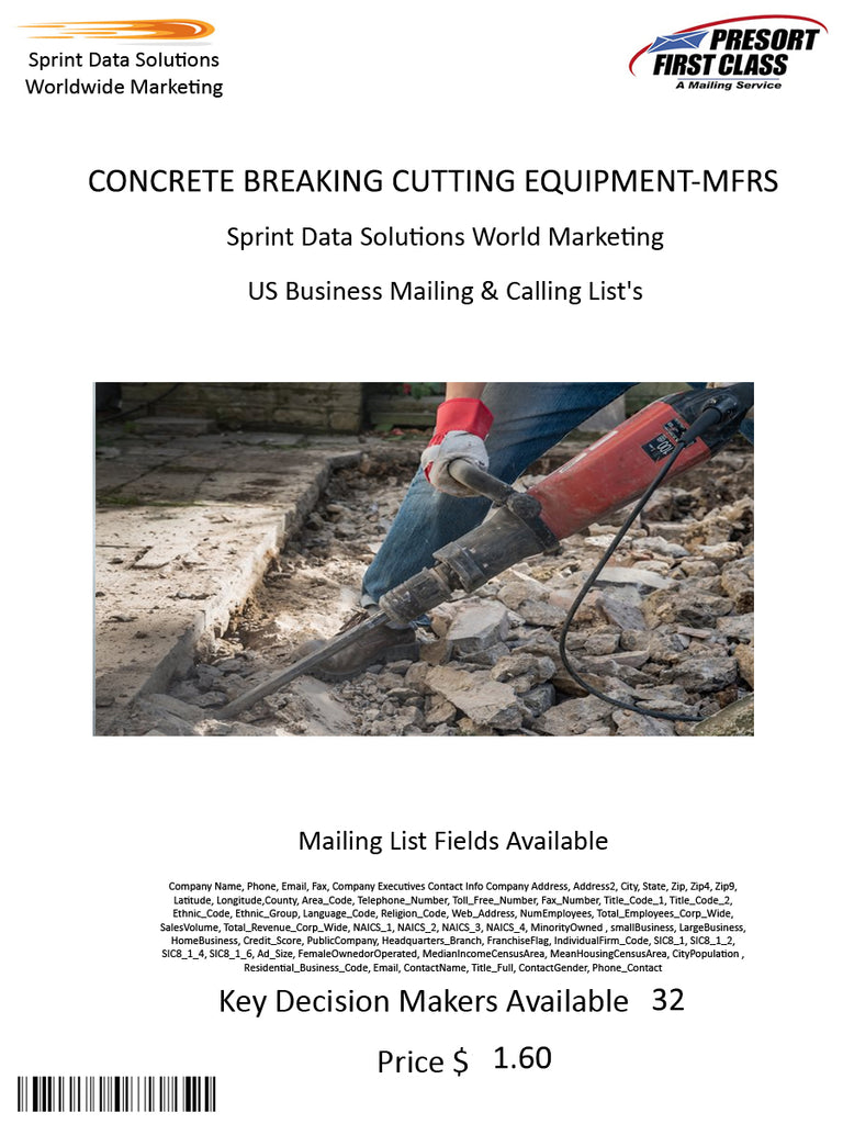 CONCRETE BREAKING CUTTING EQUIPMENT-MFRS