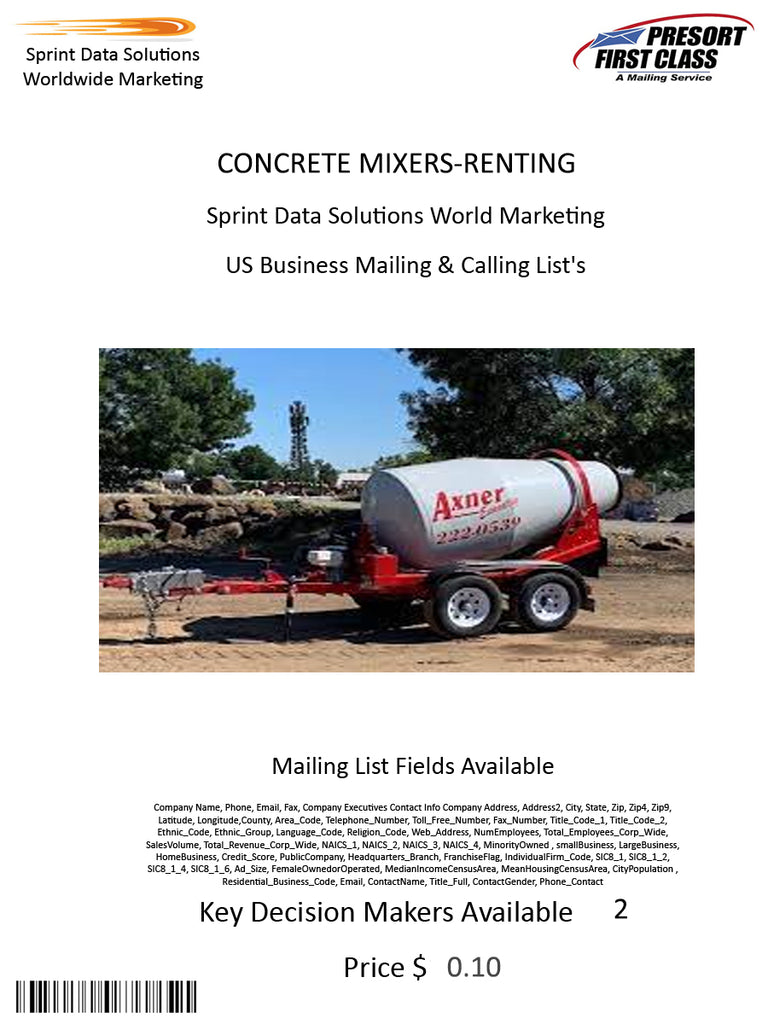 CONCRETE MIXERS-RENTING