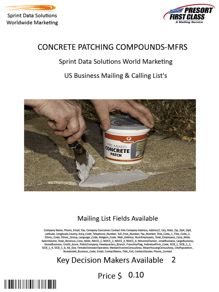 CONCRETE PATCHING COMPOUNDS-MFRS