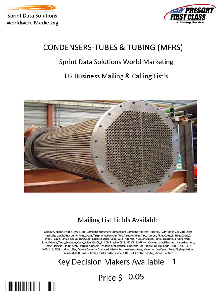 CONDENSERS-TUBES & TUBING (MFRS)