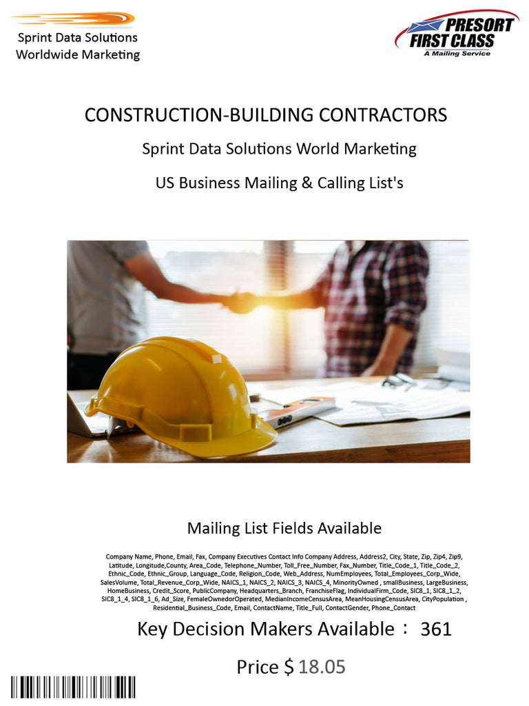 CONSTRUCTION-BUILDING CONTRACTORS