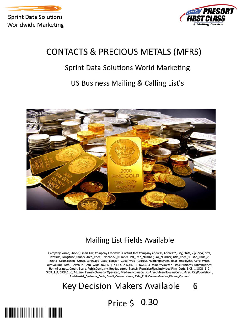 CONTACTS & PRECIOUS METALS (MFRS)